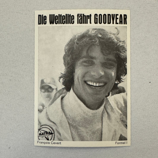 Francois Cevert Racing Driver Postcard Matra Goodyear Tire