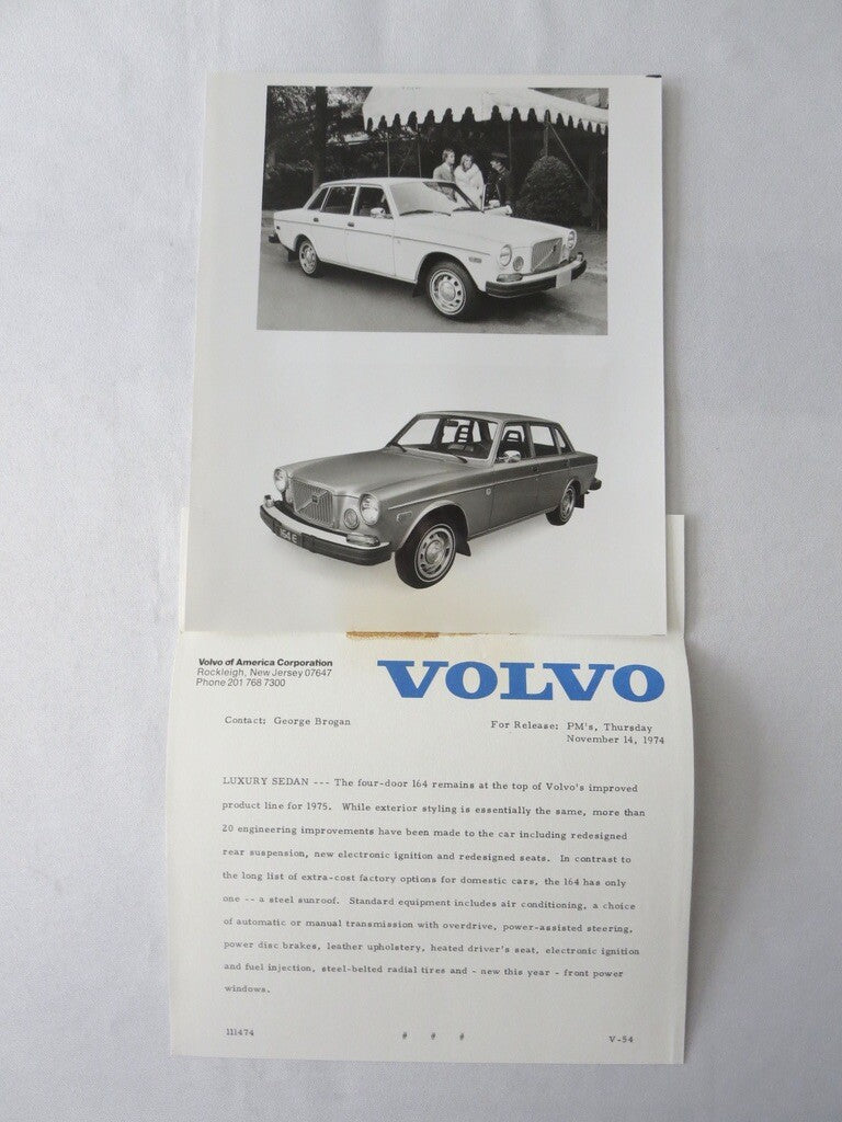 1975 Volvo Press Kit Brochure w/ Photos 164 240 Series Sedan Station Wagon 