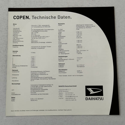 Daihatsu Copen Roadster Car Press Kit Brochure Photo CD German Text