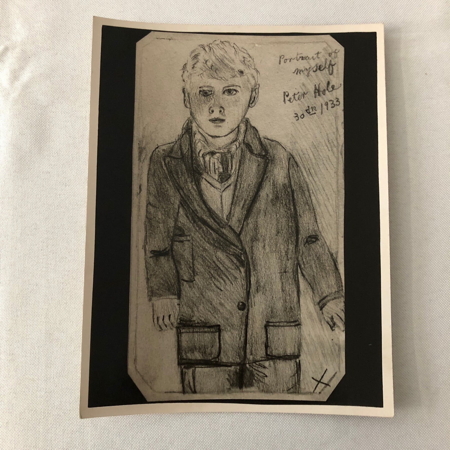Vintage Press Photo Photograph 1933 Portrait Self Portrait Illustration by Child