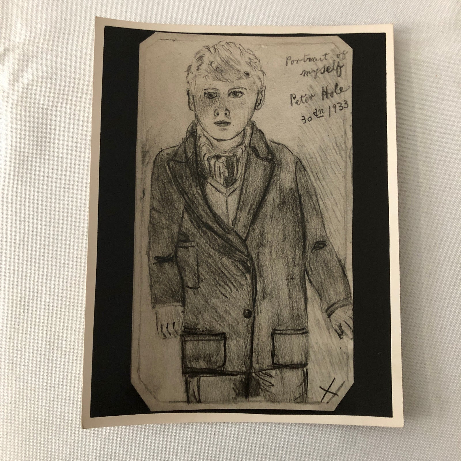 Vintage Press Photo Photograph 1933 Portrait Self Portrait Illustration by Child