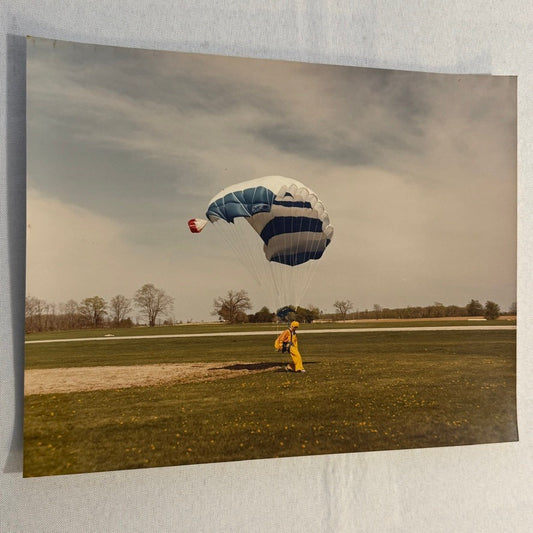 Vintage Skydiving Parachute Photo Large Format Aviation Photograph 1970s-80s