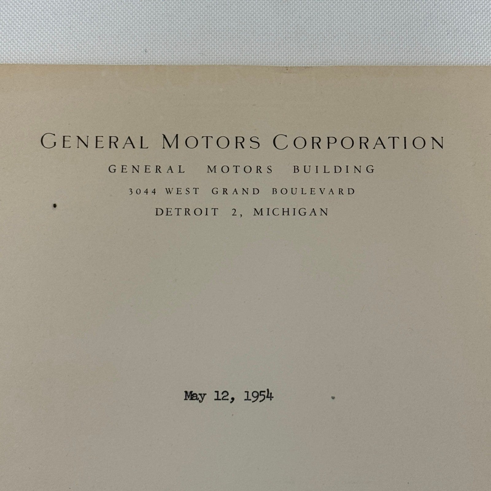 1954 General Motors Letter Letterhead Vintage Document Signed Public Relations