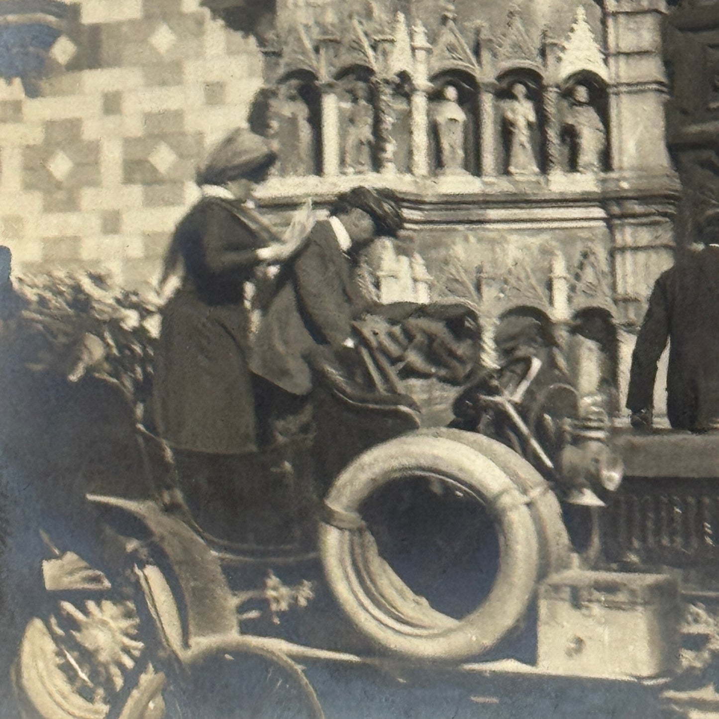 Vintage Photograph Photo People with Early Antique Car Automobile