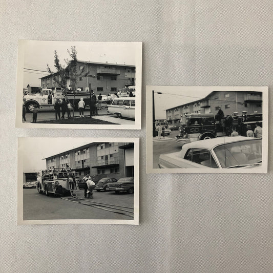 Vintage Fire Truck Firefighter Firefighting Photo Photograph Lot of 3 Cars +