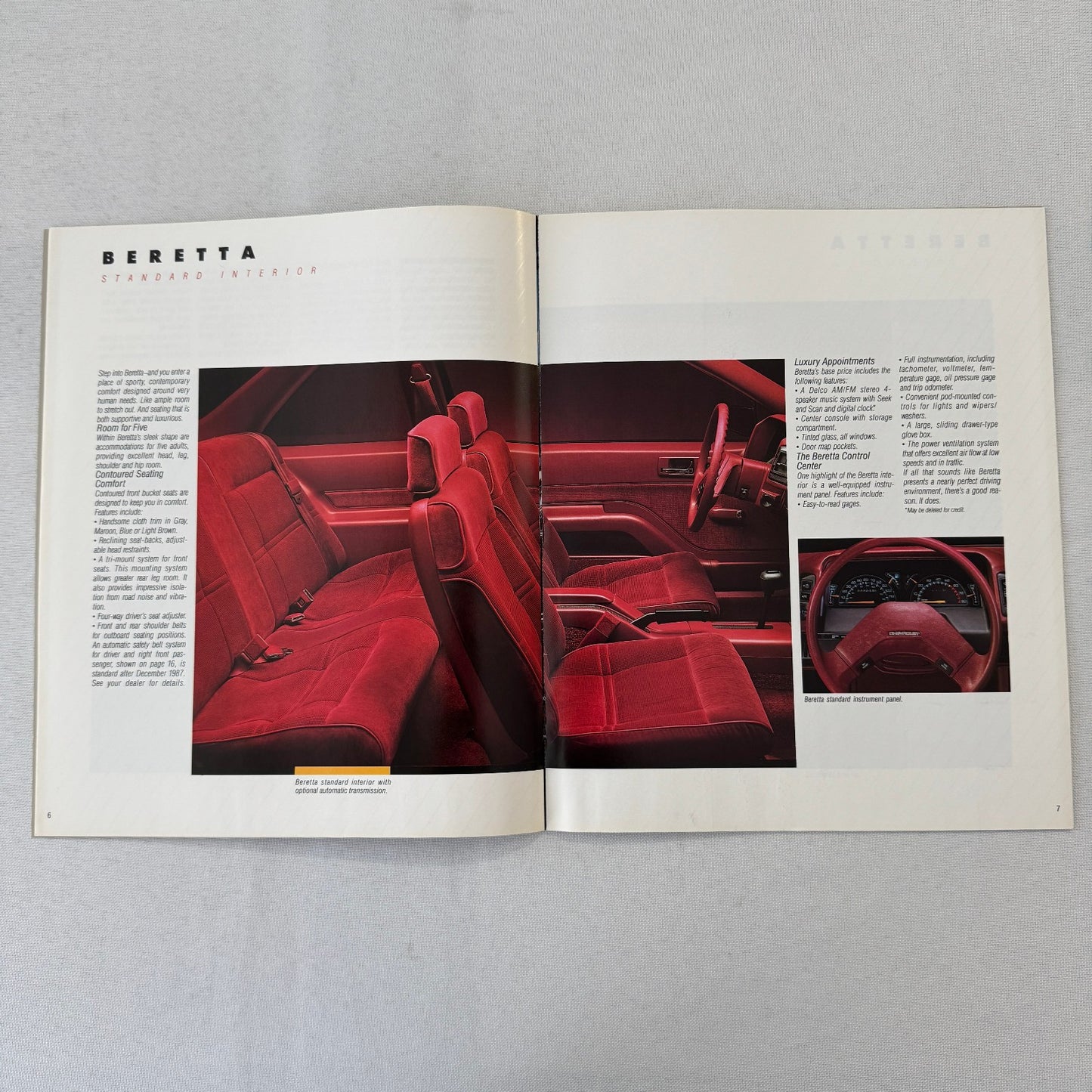 1988 Chevrolet Beretta Car Sales Brochure Catalog Vintage Advertising