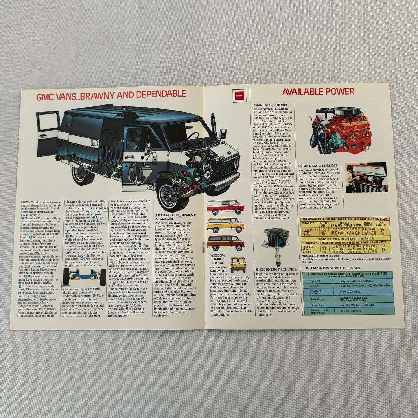 GMC Commercial Truck Van Brochure Vandura Magnavan Rally Camper Vintage Catalog