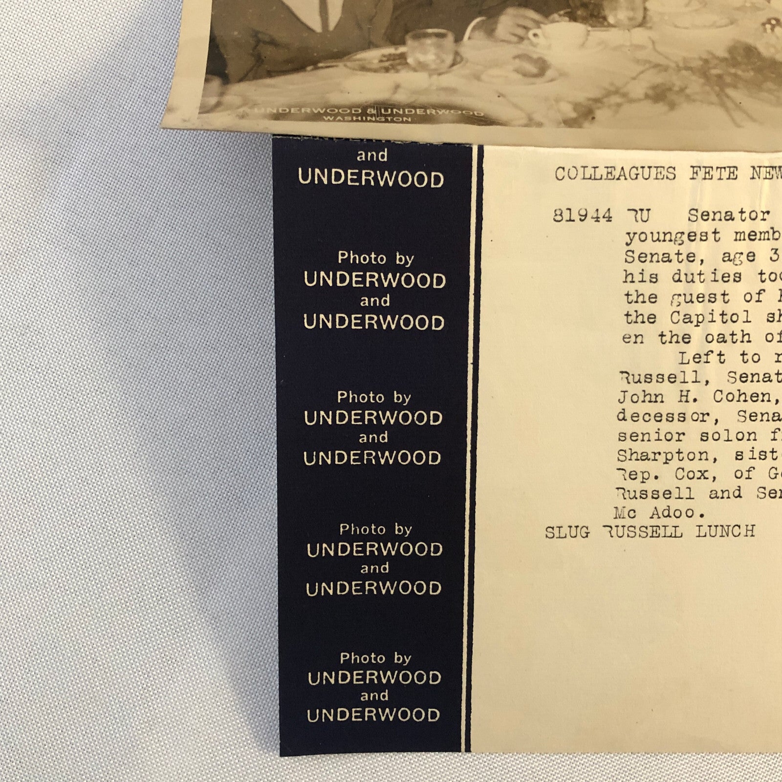 Press Photo Photograph Washington Senators 1933 Underwood & Underwood Photo