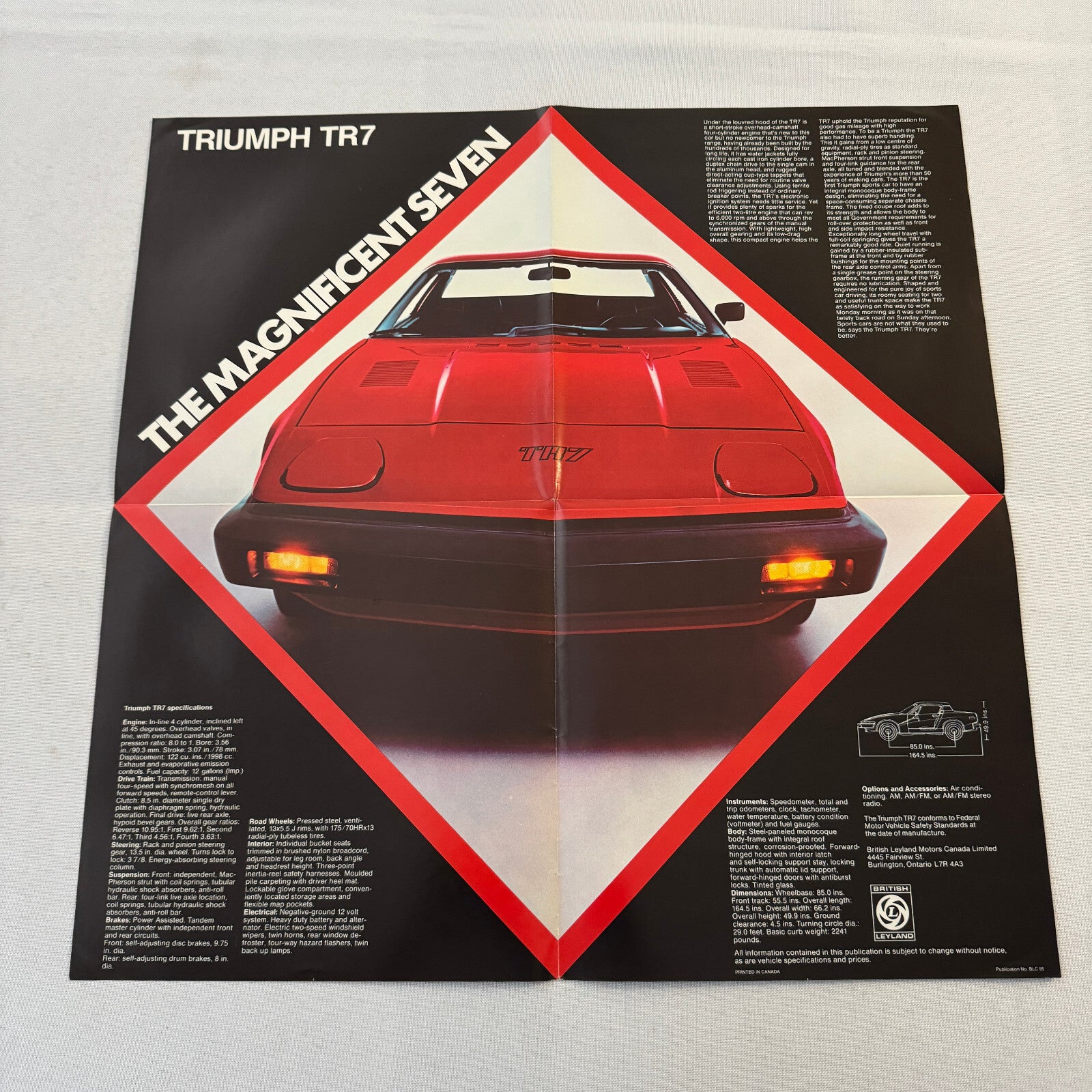 Triumph TR7 Sales Brochure Catalog Advertising Vintage