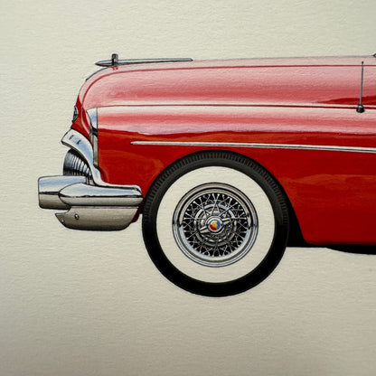 1953 Buick Skylark Convertible Automobile Illustration Art Drawing Hand Drawn
