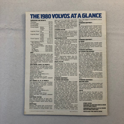 1980 Volvo Car Sales Brochure Catalog Bertone Coupe DL GLE Station Wagon GT