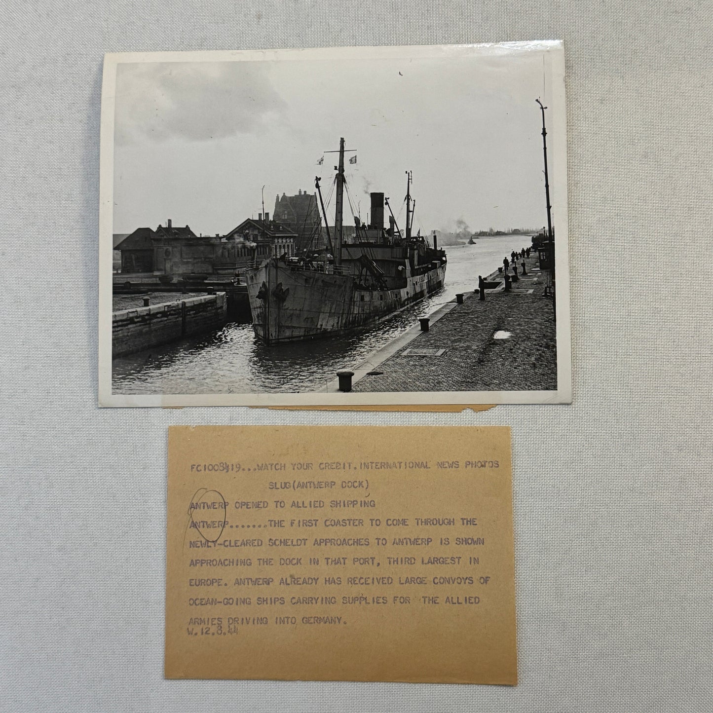 Vintage Press Photo Photograph Antwerp Belgium Allied Shipping Ship Boat WW2