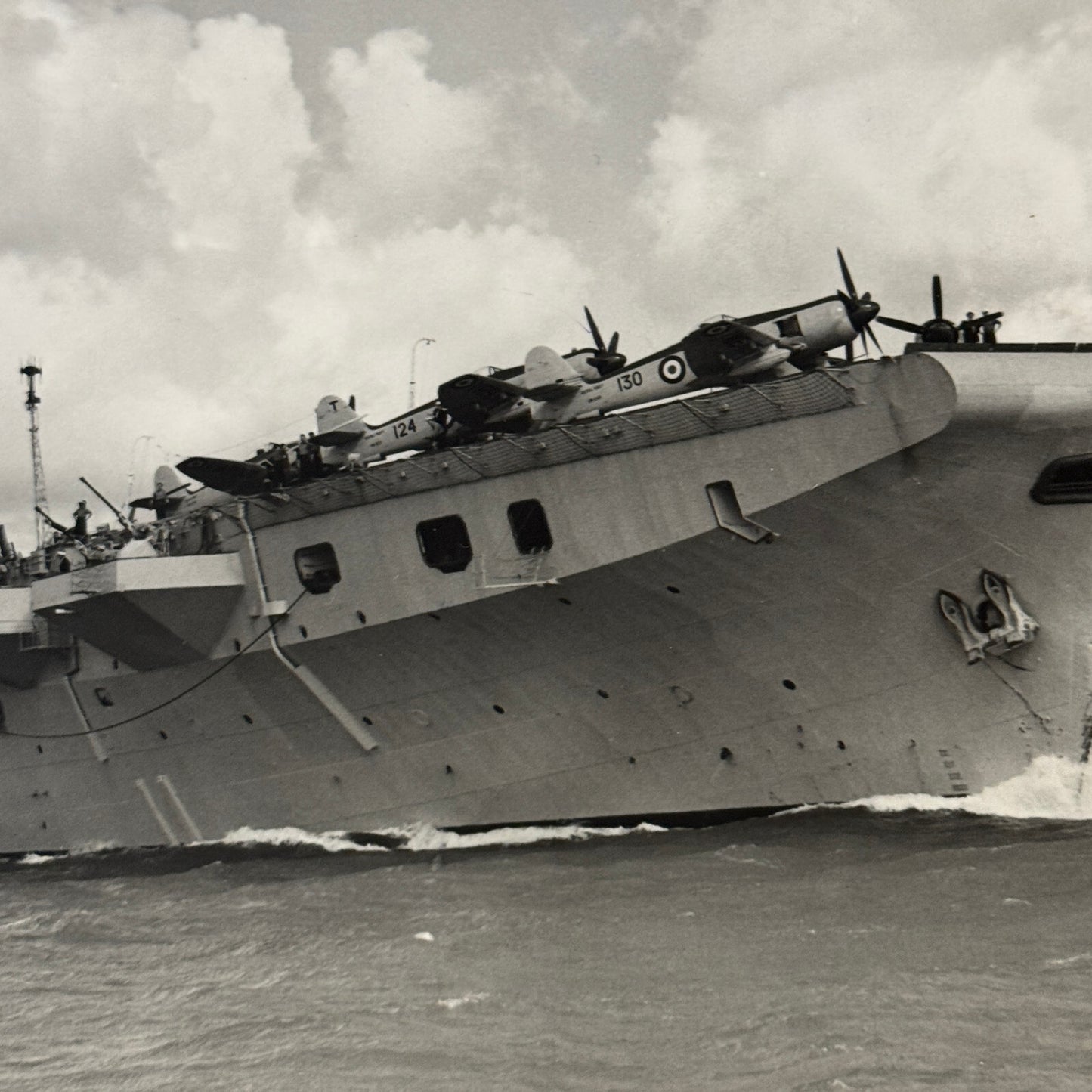 Vintage Military Ship Boat Photo Photograph Print HMS Theseus Aircraft Carrier