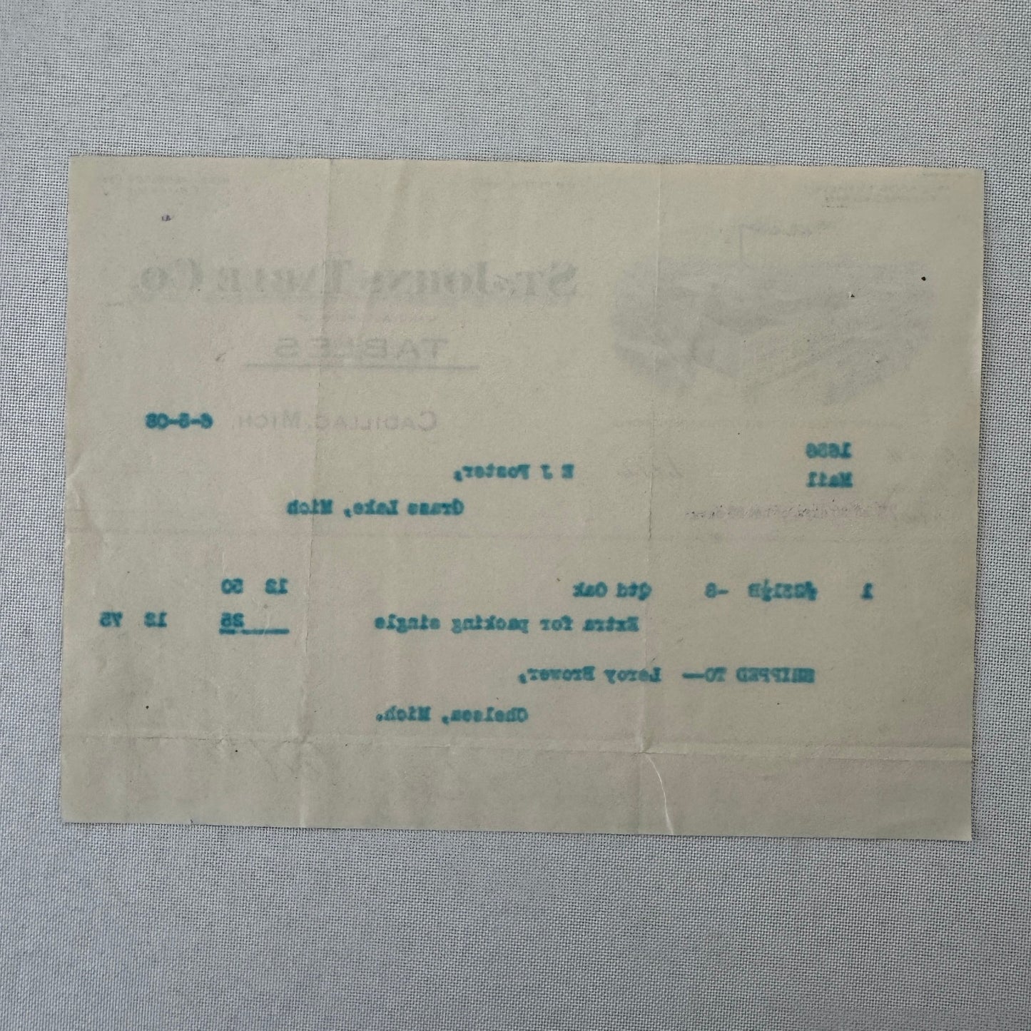 St Johns Table Company Cadillac Michigan 1908 Receipt Invoice Document Antique