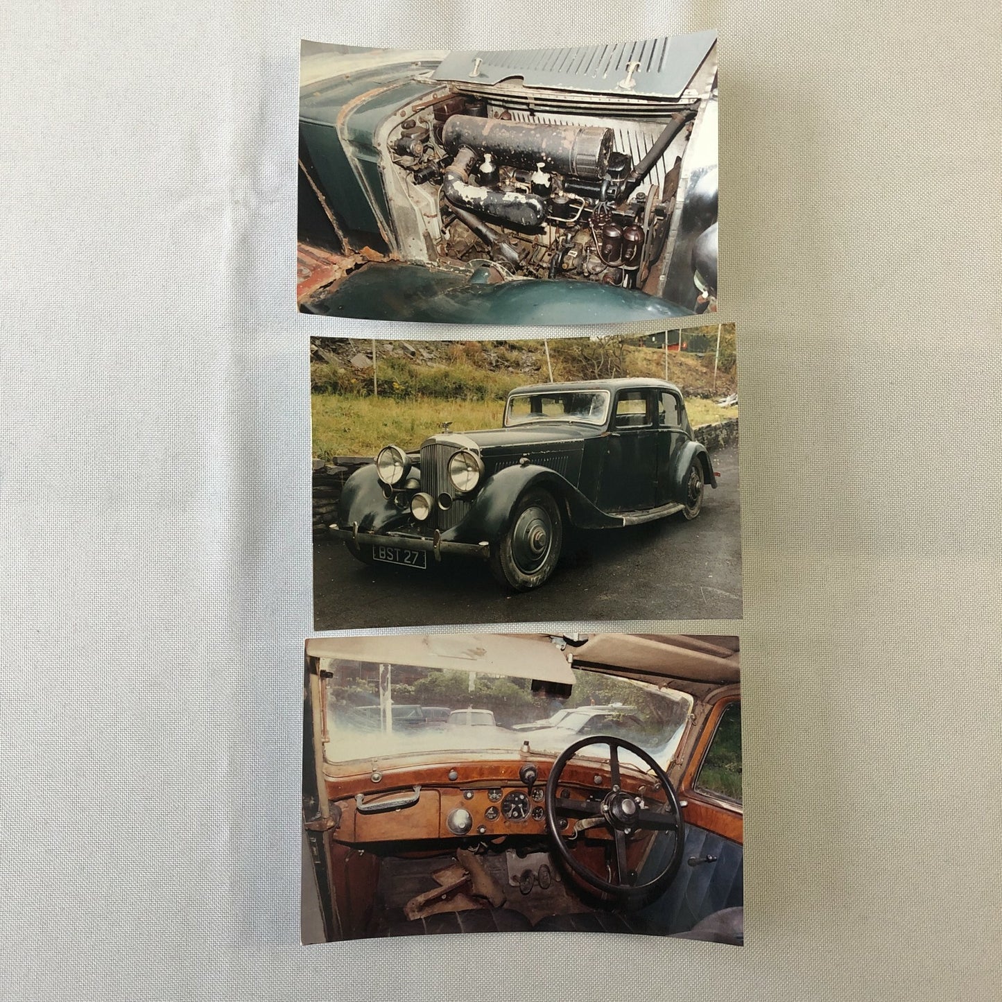 Vintage 1937 Bentley 4 1/4 Litre Park Ward Saloon Car Barn Find Photo Lot of 3