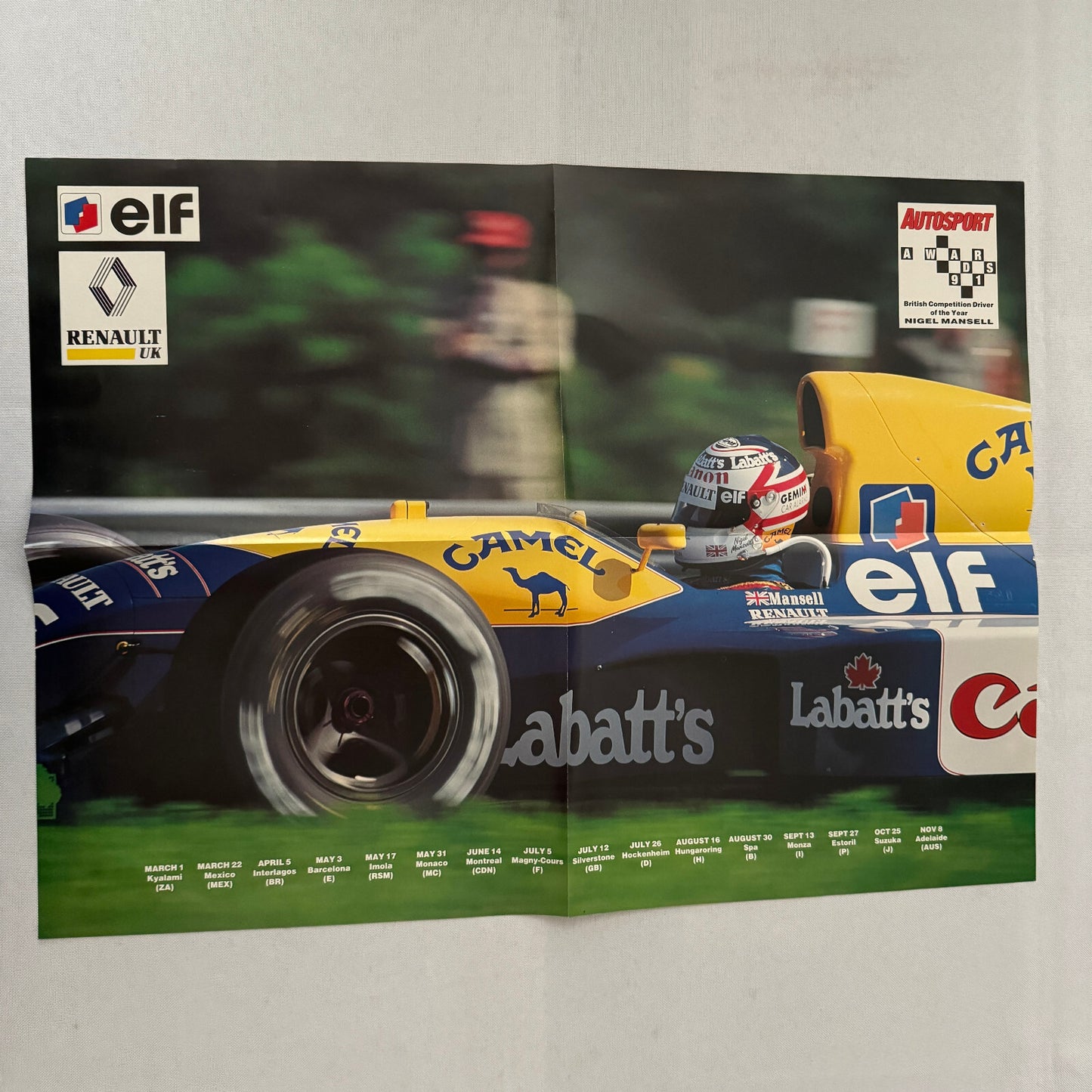 Nigel Mansell Renault ELF Formula One F1 Racing Poster