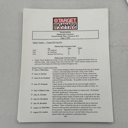 1995 Target Chip Ganassi Racing Press KIt Photo Bryan Herta Jimmy Vasser