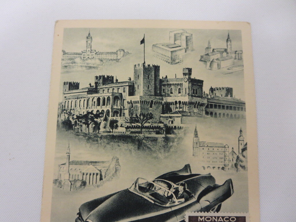 1955 Rallye XXV Monte Carlo Postcard with Stamp Monaco Post Card - Original 