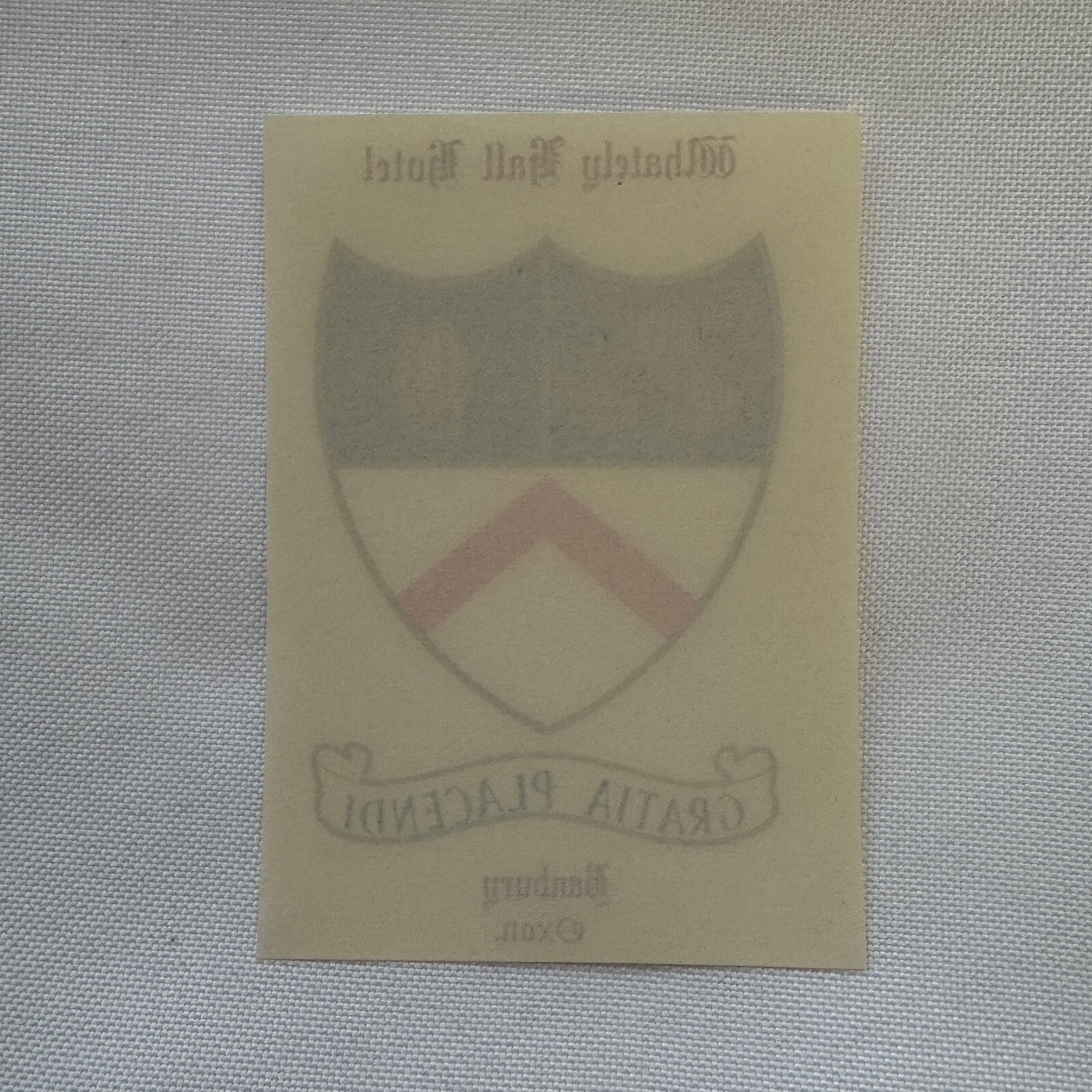 Vintage Whately Hall Hotel Banbury Oxon UK Luggage Label
