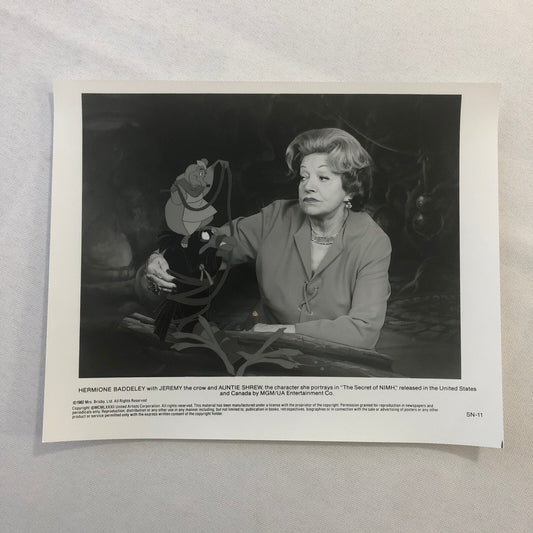 The Secret of Nimh Movie Film Press Photo Photograph Hermione Baddeley 1982