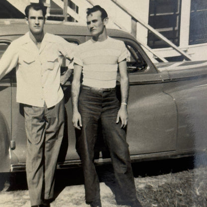 Vintage Car Automobile Photo Photograph Print Men with Vehicel