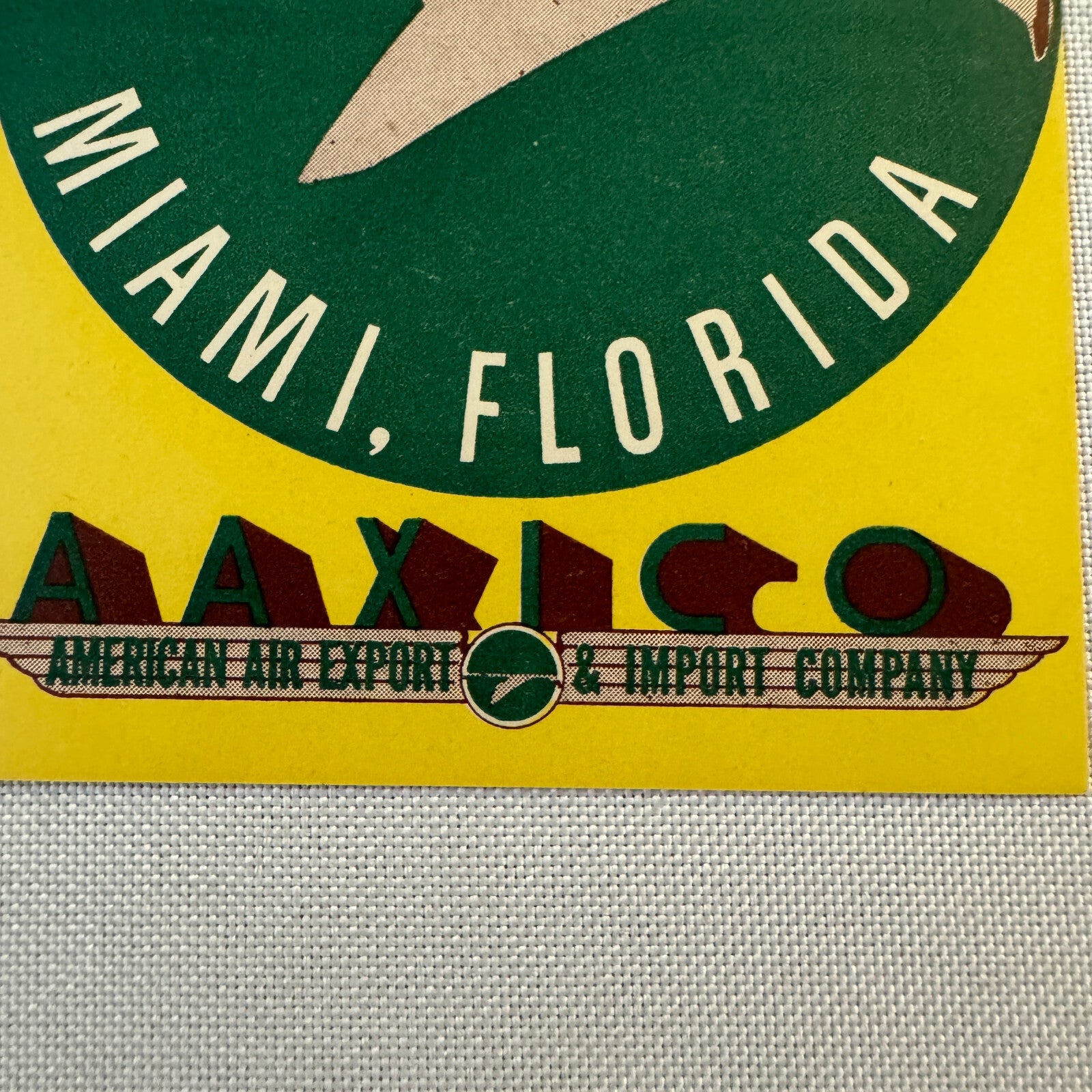 Vintage American Air Export Flamingo Fleet Aircraft Luggage Label Miami Florida