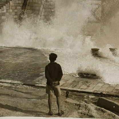 1933 Press Photo Photograph Large Storm in Malta Lighthouse Light House