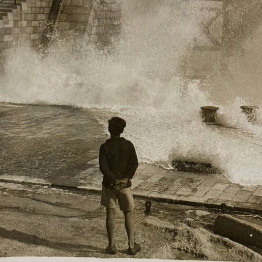 1933 Press Photo Photograph Large Storm in Malta Lighthouse Light House