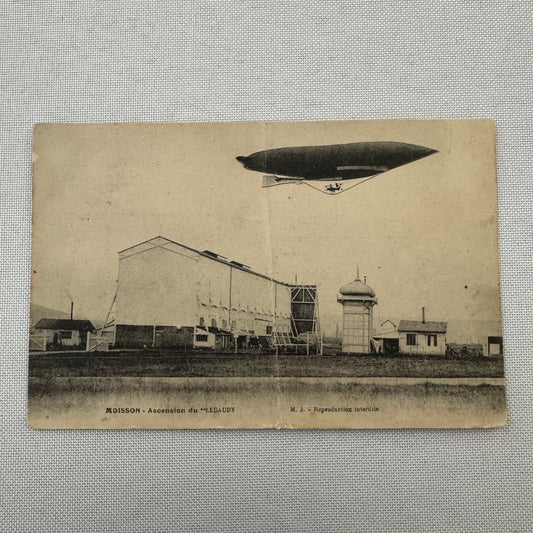 Vintage Zeppelin Airship Dirigible Postcard Post Card French Le Lebaudy