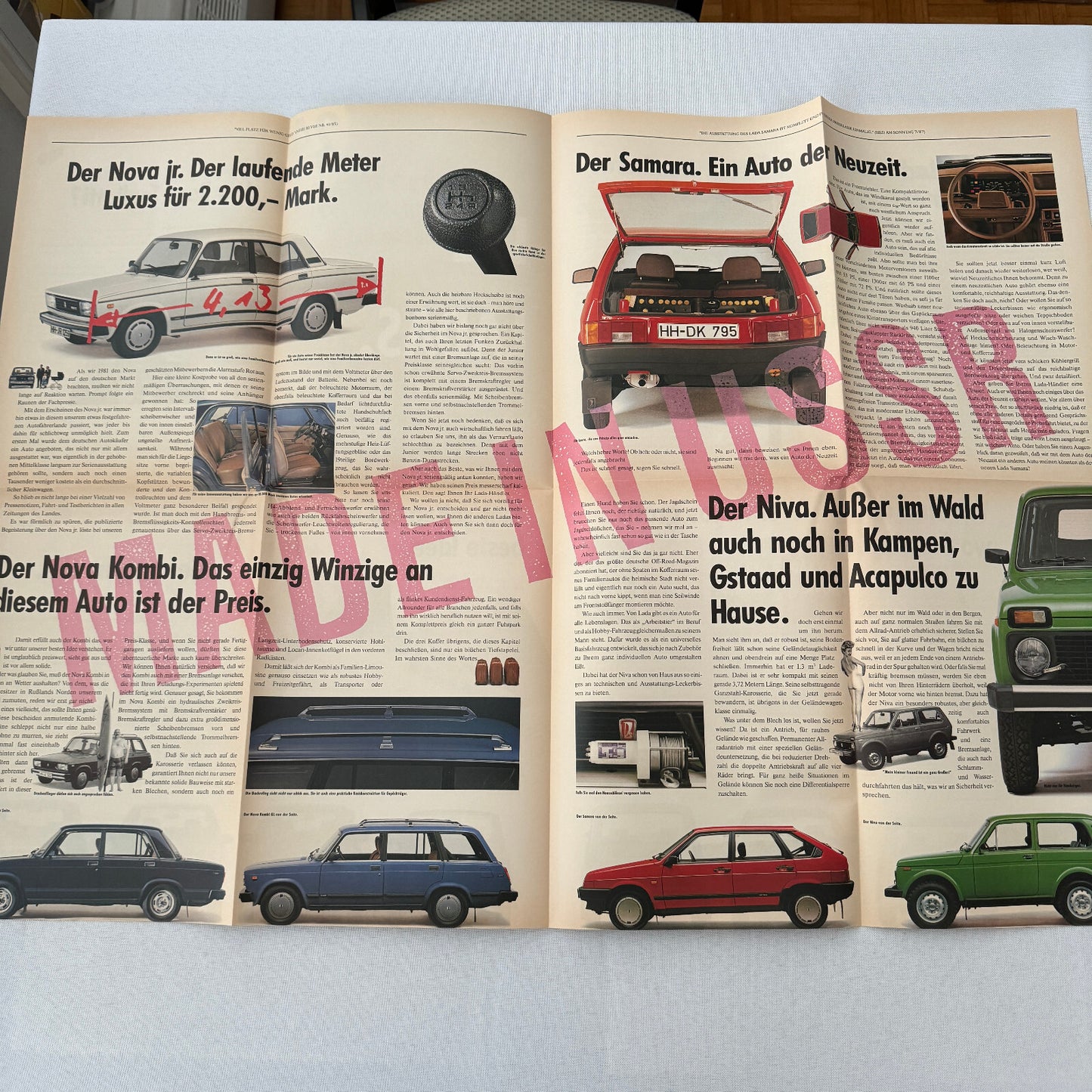 Lada Car Sales Brochure Catalog Lada Niva Samara Nova Kombi German Text European
