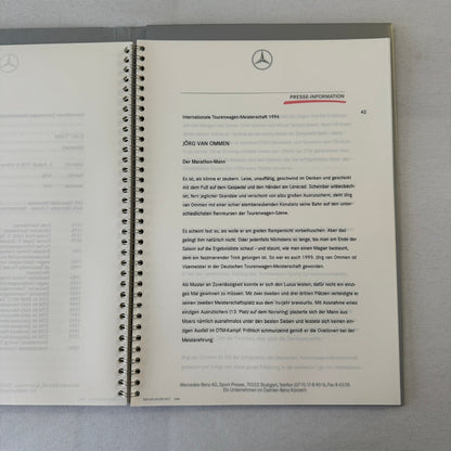 1996 Mercedes ITC AMG Racing Press Kit Dario Franchitti Ellen Lohr Kurt Thiim