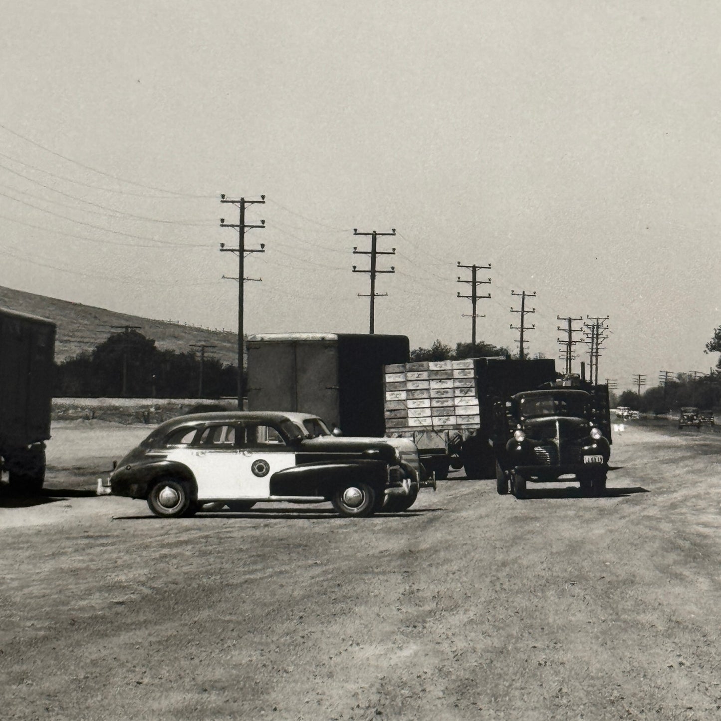 California Highway Inspection Station Vintage Photo Photograph 1947