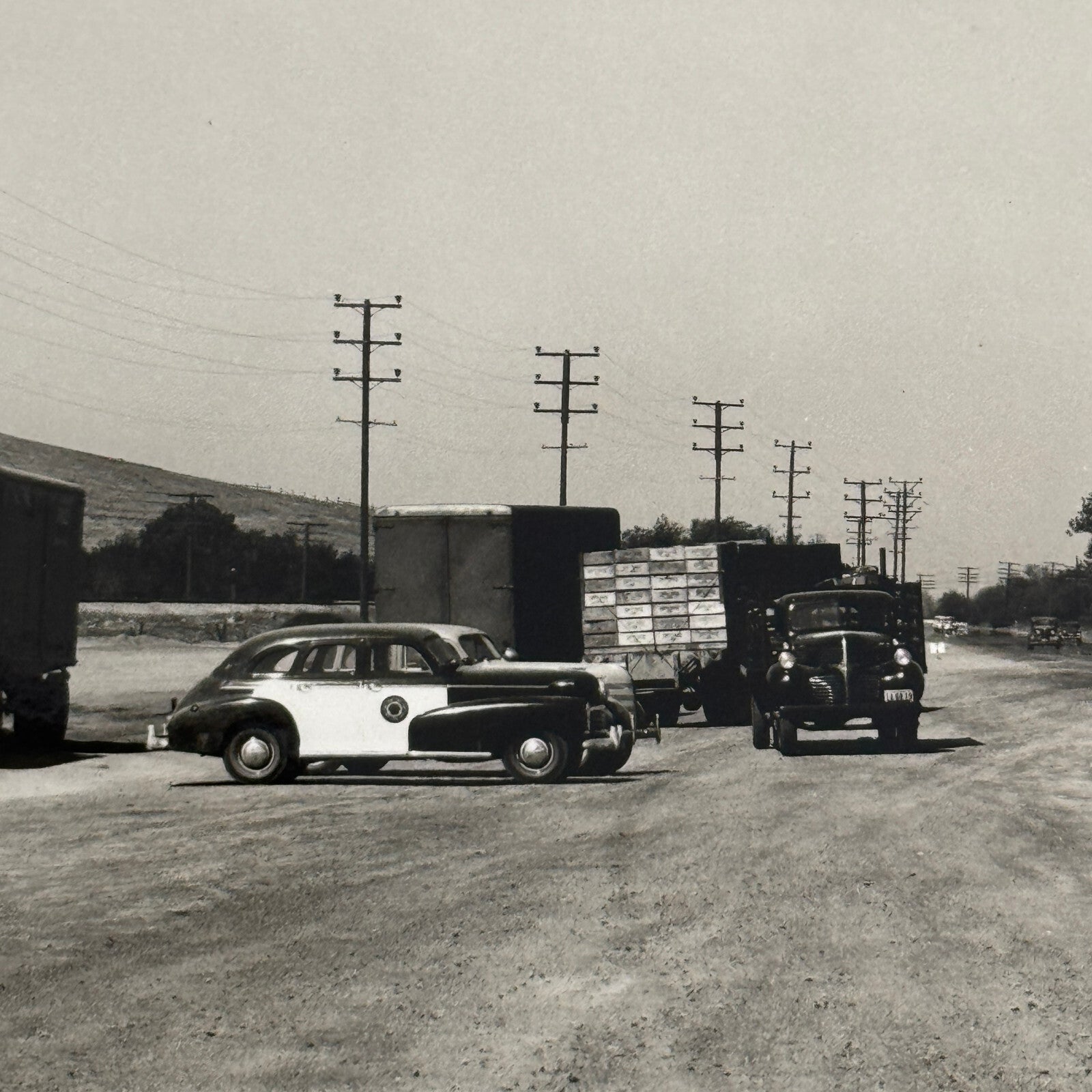 California Highway Inspection Station Vintage Photo Photograph 1947