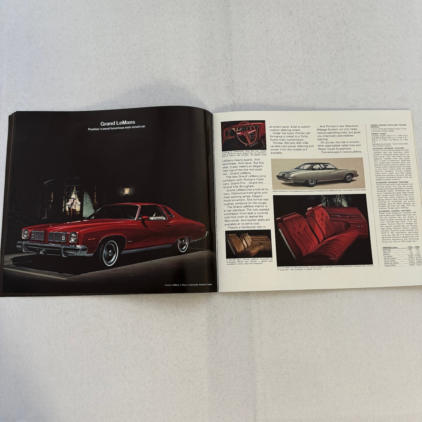 1975 Pontiac Car Sales Brochure Catalog Firebird Grand Am LeMans Grand Ville +