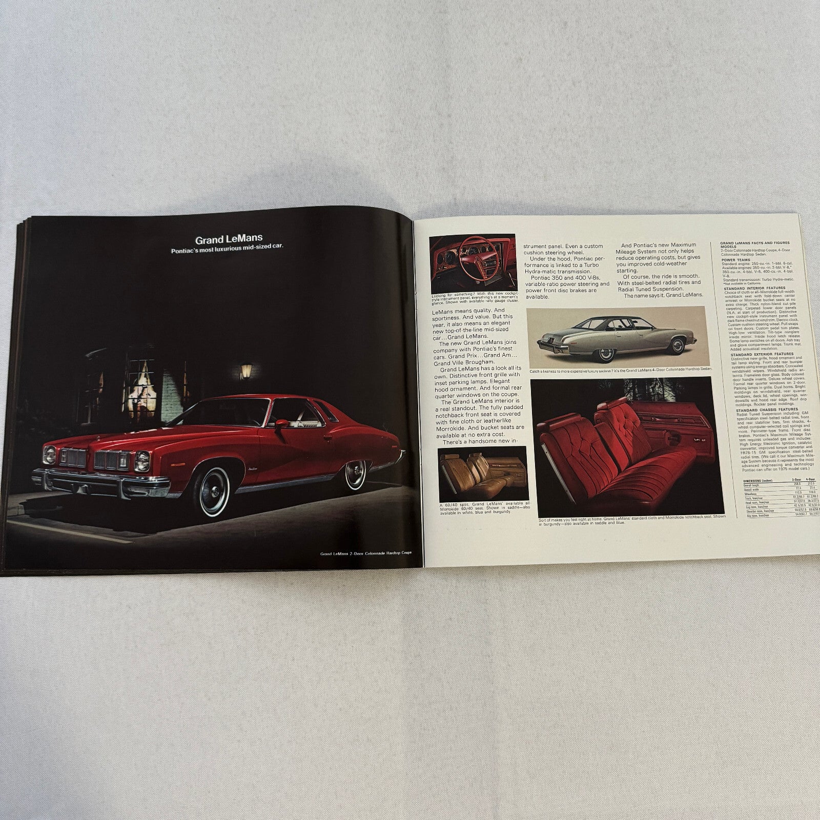 1975 Pontiac Car Sales Brochure Catalog Firebird Grand Am LeMans Grand Ville +