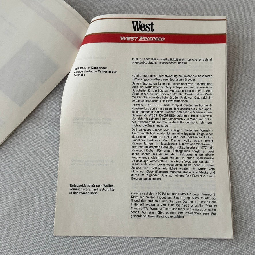 1987 West Zakspeed Racing Team Press Kit Photos Slides Martin Brundle GERMAN