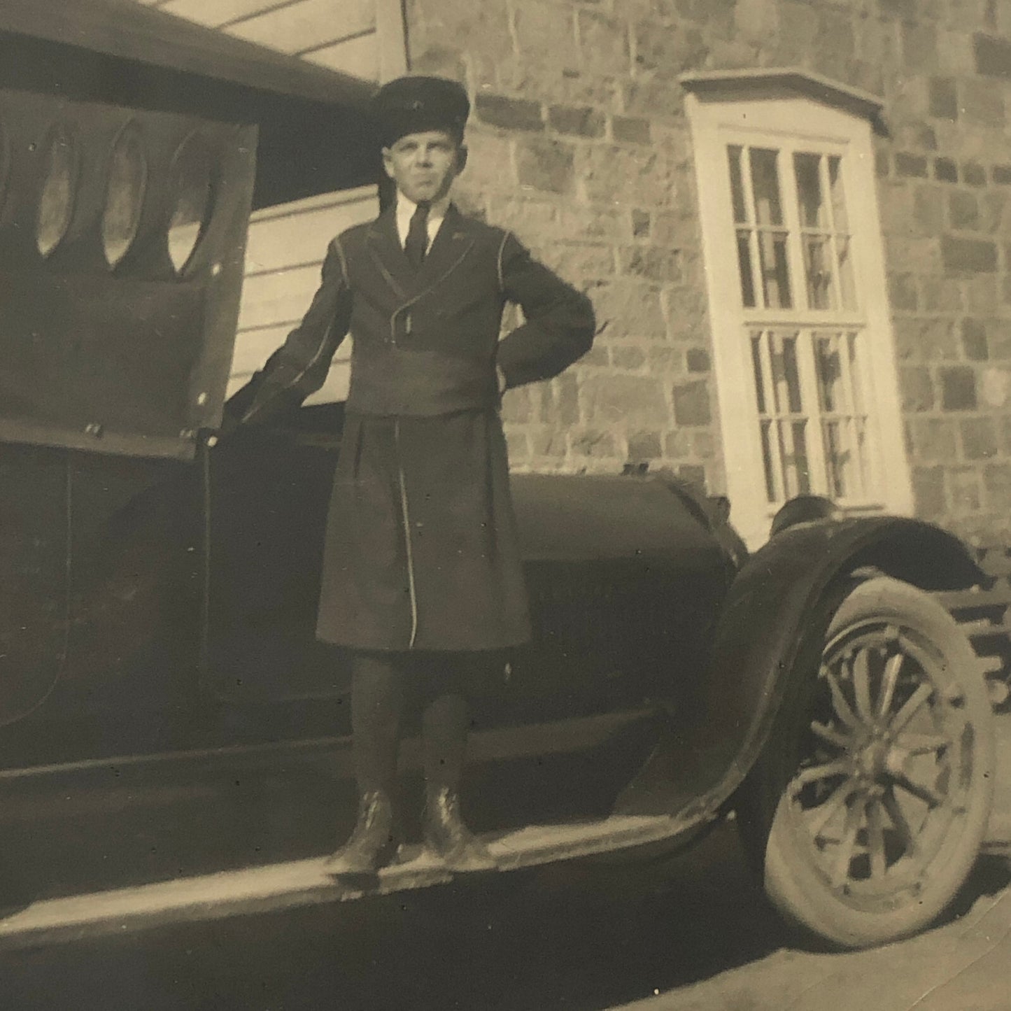 Vintage Photo Photograph Print - Man with Antique Car Automobile - Tag PSFA22