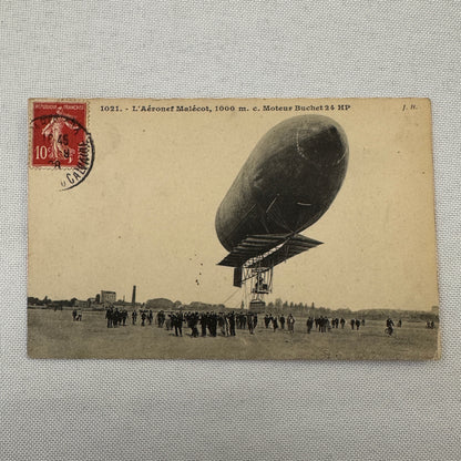 Vintage Airship Dirigible Zeppelin Postcard Post Card French Louis Malecot