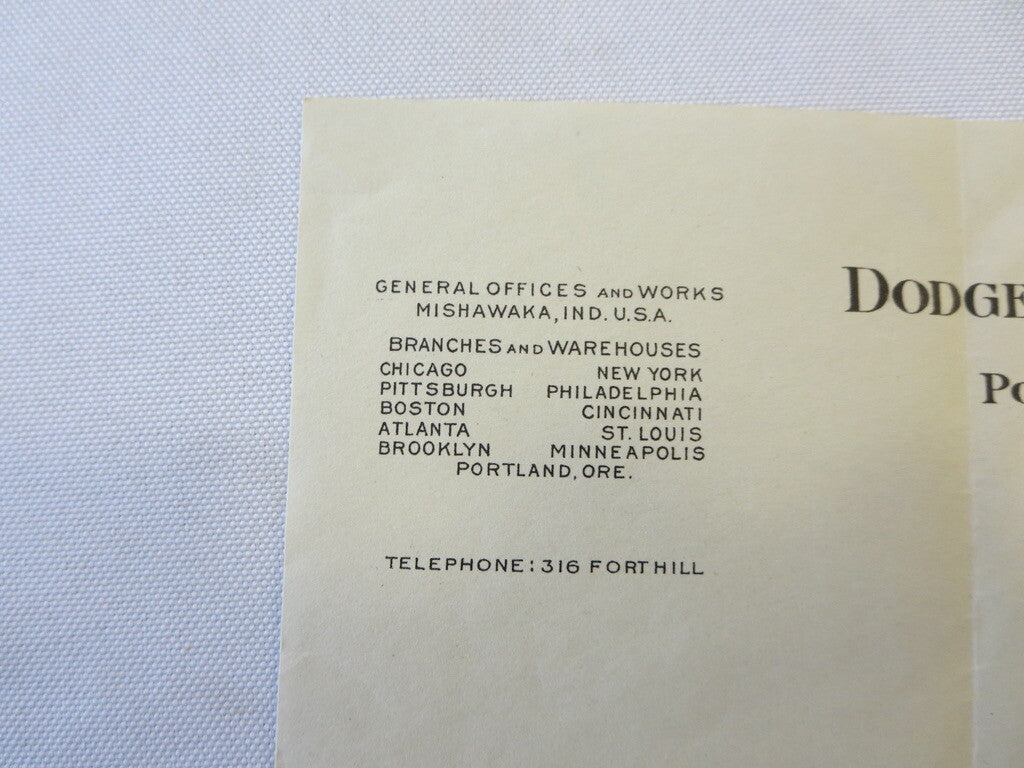 1914 Dodge Manufacturing Power Transmission Machinery Letter Document Letterhead