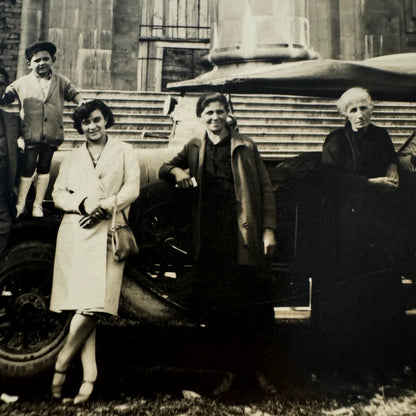 Vintage Postcard Real Photo Postcard RPPC People with Car Automobile Italian