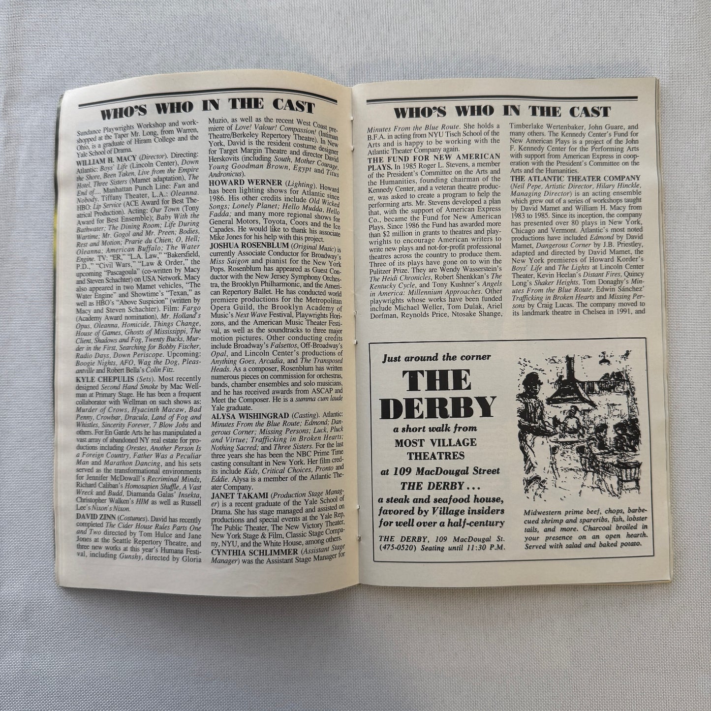 William H Macy Signed Playbill The Joy of Going Somewhere Definite 1997 Auto