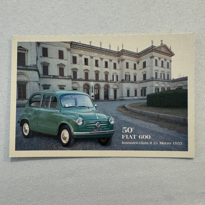 1955 Fiat 600 Italian Postcard Post Card Collectible Numbered 2005