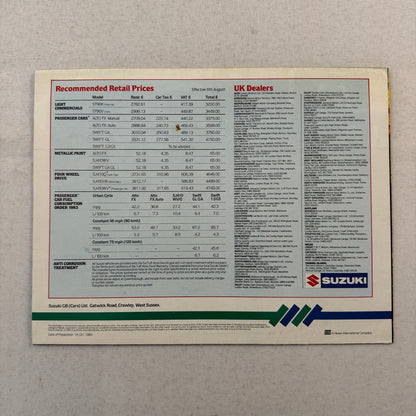 Suzuki Car Sales Brochure Catalog Swift ST90 Alto FX SJ410 1984 1985