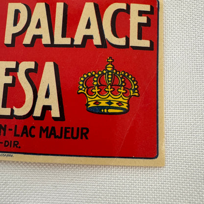 Vintage Travel Luggage Label Hotel Regina Palace Stresa Ligne du Simplon