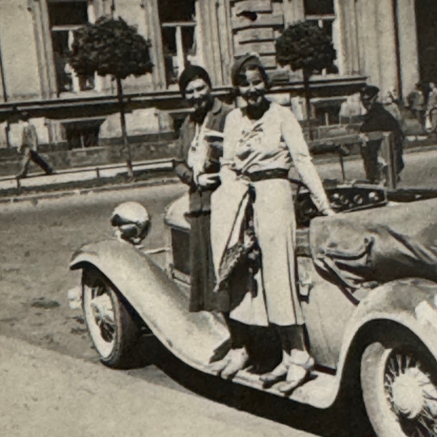 Vintage Car Roadster Snapshot Photo Photograph Print Women with Automobile