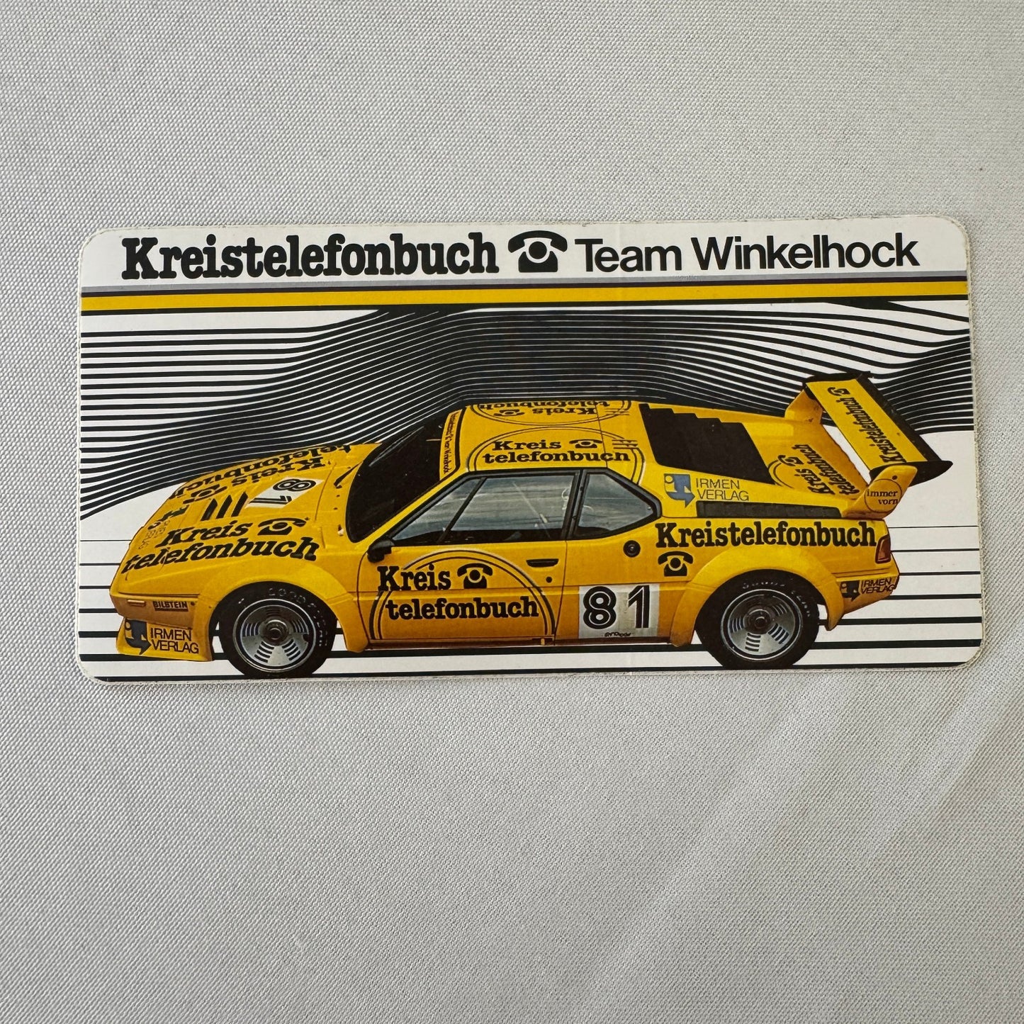 Vintage BMW M1 Racing Car Team Winkelhock Decal Sticker Kreistelefonbuch German