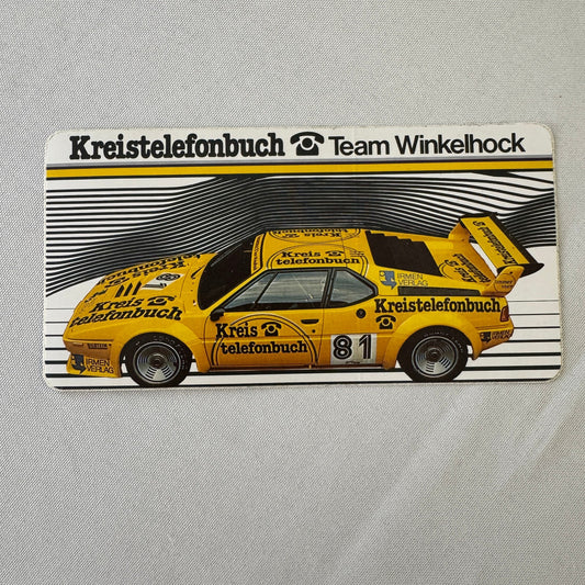 Vintage BMW M1 Racing Car Team Winkelhock Decal Sticker Kreistelefonbuch German
