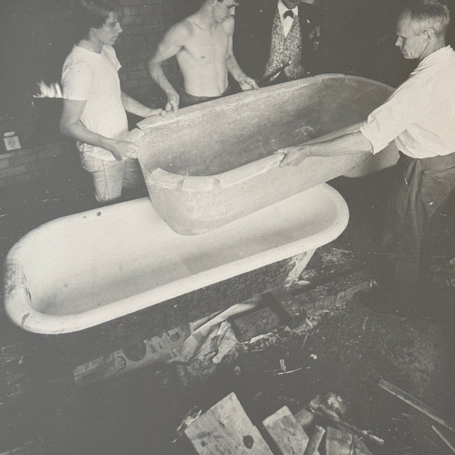 Vintage Press Photo Motor Boat Racing Bathtub Construction Photograph Print