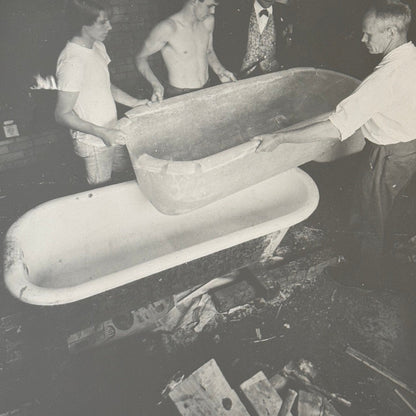 Vintage Press Photo Motor Boat Racing Bathtub Construction Photograph Print
