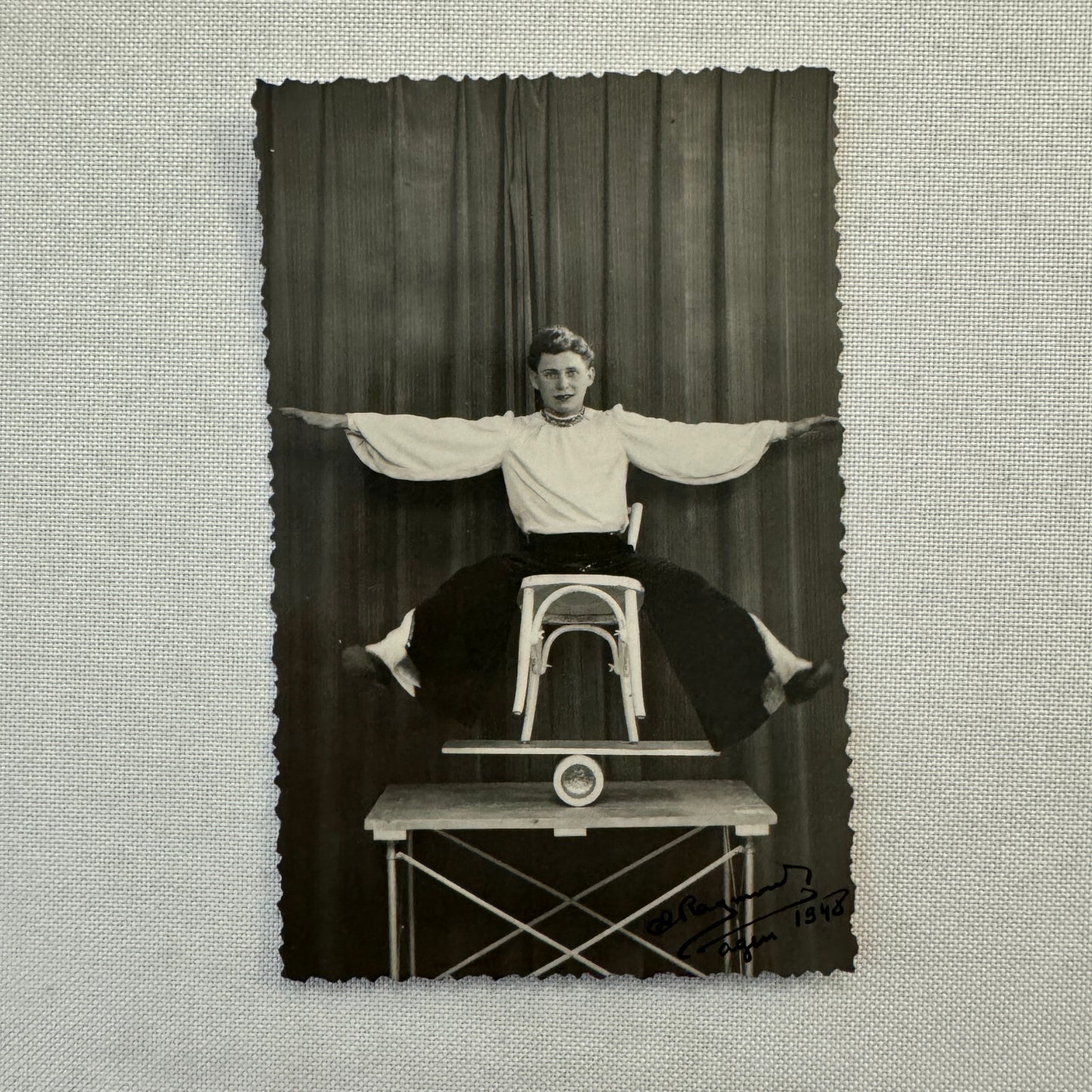 Vintage Circus Performer Act Photo Photograph Balancing Act Acrobat 1948 Paris